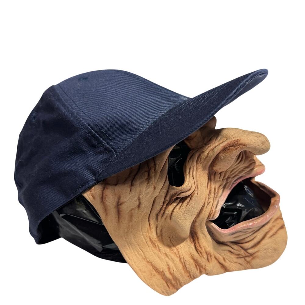 Vintage 2007 Mohrs Old Man Mask with Hat Adult Size Large Halloween Costume